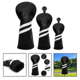 Maxbell 3x Golf Wood Head Cover Headcover with Interchangeable Number Tag Protector Black