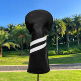 Maxbell 3x Golf Wood Head Cover Headcover with Interchangeable Number Tag Protector Black