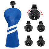 Maxbell 3x Golf Wood Head Cover Headcover with Interchangeable Number Tag Protector Blue