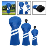 Maxbell 3x Golf Wood Head Cover Headcover with Interchangeable Number Tag Protector Blue