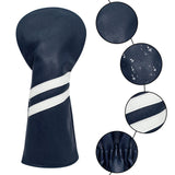 Maxbell 3x Golf Wood Head Cover Headcover with Interchangeable Number Tag Protector Dark Blue