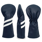 Maxbell 3x Golf Wood Head Cover Headcover with Interchangeable Number Tag Protector Dark Blue