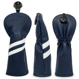Maxbell 3x Golf Wood Head Cover Headcover with Interchangeable Number Tag Protector Dark Blue