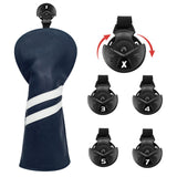 Maxbell 3x Golf Wood Head Cover Headcover with Interchangeable Number Tag Protector Dark Blue
