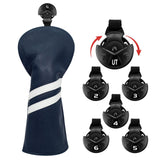 Maxbell 3x Golf Wood Head Cover Headcover with Interchangeable Number Tag Protector Dark Blue