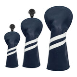 Maxbell 3x Golf Wood Head Cover Headcover with Interchangeable Number Tag Protector Dark Blue