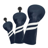 Maxbell 3x Golf Wood Head Cover Headcover with Interchangeable Number Tag Protector Dark Blue