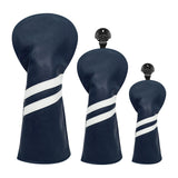 Maxbell 3x Golf Wood Head Cover Headcover with Interchangeable Number Tag Protector Dark Blue