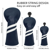 Maxbell 3x Golf Wood Head Cover Headcover with Interchangeable Number Tag Protector Dark Blue