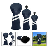 Maxbell 3x Golf Wood Head Cover Headcover with Interchangeable Number Tag Protector Dark Blue