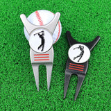 Maxbell Golf Divot Repair Tool Golf Club Holder Practice Women Men Golfer Putting Black with Marker