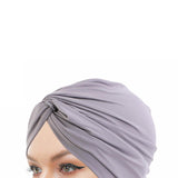 Maxbell Women Turban Hat Cover Cap Stretch Hijab Pre Tied Knot Muslim Fashion Gray