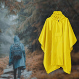 Maxbell Wet Weather Rain Poncho with Pocket Reusable Adult Emergency Outdoor Yellow