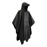 Maxbell Wet Weather Rain Poncho with Pocket Reusable Adult Emergency Outdoor Black