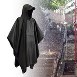 Maxbell Wet Weather Rain Poncho with Pocket Reusable Adult Emergency Outdoor Black