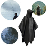 Maxbell Wet Weather Rain Poncho with Pocket Reusable Adult Emergency Outdoor Black