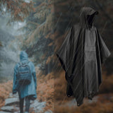 Maxbell Wet Weather Rain Poncho with Pocket Reusable Adult Emergency Outdoor Black