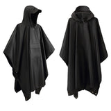Maxbell Wet Weather Rain Poncho with Pocket Reusable Adult Emergency Outdoor Black