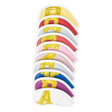 Maxbell 10x Multicolor Golf Irons Headcover Set Reflective Head Cover PU Multicolour Yellow