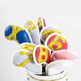 Maxbell 10x Multicolor Golf Irons Headcover Set Reflective Head Cover PU Multicolour Yellow