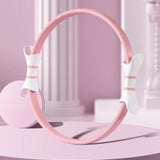 Maxbell Pilates Resistance Ring Yoga Circle Dual Handles Training for Fitness Thighs Pink