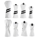 Maxbell Golf Club Head Cover Protective Covers with Tags Long Neck Water Resistant White