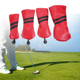 Maxbell Golf Club Head Cover Protective Covers with Tags Long Neck Water Resistant Red