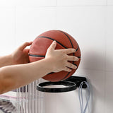Maxbell Ball Holder Wall Mounted Ball Rack with Hanging Pegs for Yoga Room Baseball Black