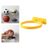 Maxbell Ball Holder Wall Mounted Ball Rack with Hanging Pegs for Yoga Room Baseball Yellow