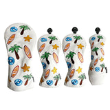 Maxbell Maxbell Set of 4Pcs 1 3 5 UT Woods Golf Head Covers  Tree Pattern White