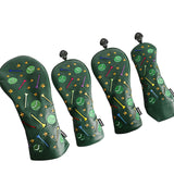 Maxbell Maxbell Set of 4Pcs 1 3 5 UT Woods Golf Head Covers  Ball Pattern Green