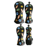 Maxbell Maxbell Set of 4Pcs 1 3 5 UT Woods Golf Head Covers  Tree Pattern Black