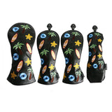 Maxbell Maxbell Set of 4Pcs 1 3 5 UT Woods Golf Head Covers  Tree Pattern Black