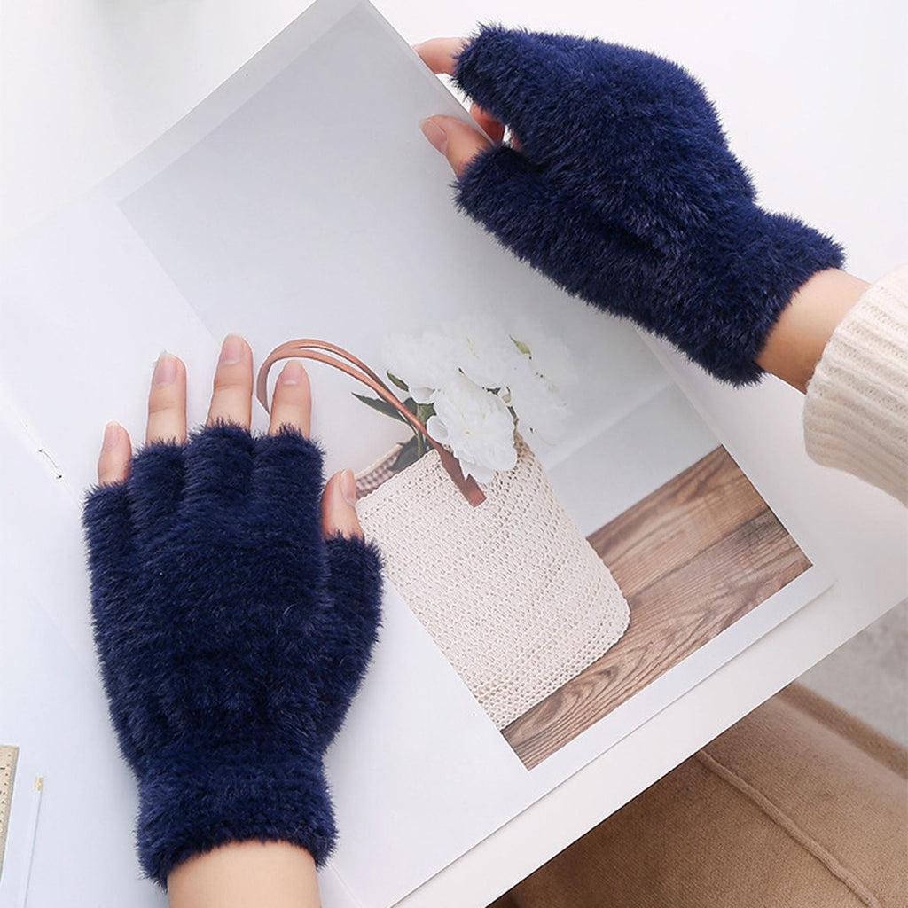Maxbell Maxbell Fingerless Gloves Winter Warm Typing Gloves for Cold Days  Sports Cycling Dark Blue