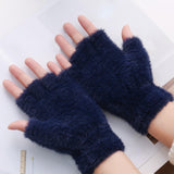 Maxbell Maxbell Fingerless Gloves Winter Warm Typing Gloves for Cold Days Sports Cycling Dark Blue