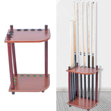 Maxbell Maxbell Pool Cue Rack Solid Wood Free Standing Billiards Accessories Floor Stand