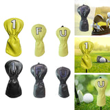 Maxbell Maxbell PU Golf Club Headcover Protector Guard Replacement Durable Wood Head Covers Yellow No One