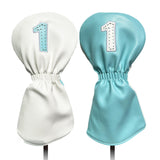 Maxbell Golf Club Head Cover Fairway Woods Headcovers with Interchangeable Tags white 1 40x20x3 cm