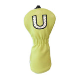 Maxbell 3Pcs PU Wood Golf Head Covers Men Women Universal Golf Club Head Covers White Yellow