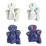 Maxbell 3Pcs PU Wood Golf Head Covers Men Women Universal Golf Club Head Covers White Yellow