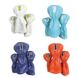 Maxbell 3Pcs PU Wood Golf Head Covers Men Women Universal Golf Club Head Covers White Yellow