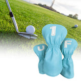 Maxbell 3Pcs PU Wood Golf Head Covers Men Women Universal Golf Club Head Covers Blue White