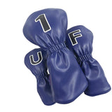 Maxbell 3Pcs PU Wood Golf Head Covers Men Women Universal Golf Club Head Covers Blue Black