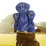 Maxbell 3Pcs PU Wood Golf Head Covers Men Women Universal Golf Club Head Covers Blue Black