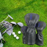 Maxbell 3Pcs PU Wood Golf Head Covers Men Women Universal Golf Club Head Covers Blue Black