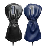 Maxbell 3Pcs PU Wood Golf Head Covers Men Women Universal Golf Club Head Covers Blue Black