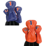 Maxbell 3Pcs PU Wood Golf Head Covers Men Women Universal Golf Club Head Covers Blue Orange