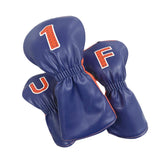 Maxbell 3Pcs PU Wood Golf Head Covers Men Women Universal Golf Club Head Covers Blue Orange