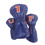 Maxbell 3Pcs PU Wood Golf Head Covers Men Women Universal Golf Club Head Covers Blue Orange