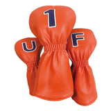 Maxbell 3Pcs PU Wood Golf Head Covers Men Women Universal Golf Club Head Covers Blue Orange